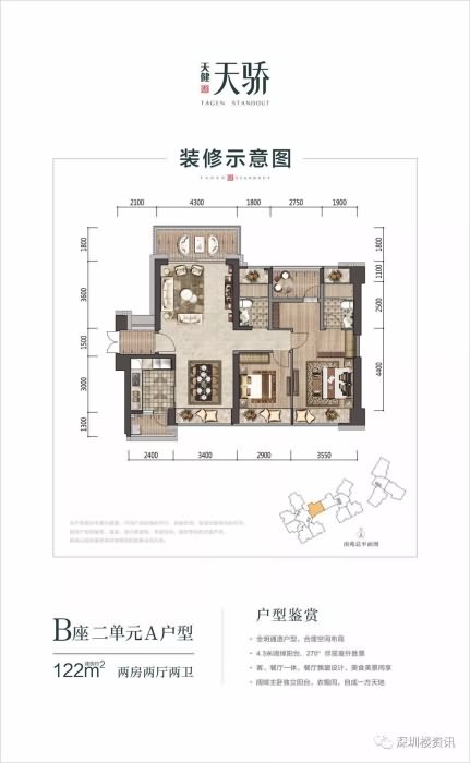 天健天骄南苑户型122平米 