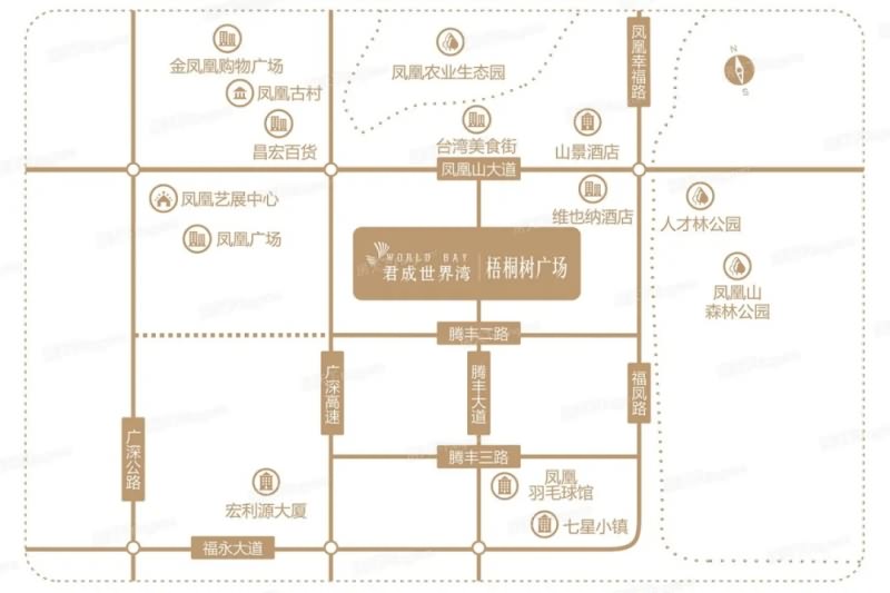 君成世界湾·梧桐树广场地址交通图